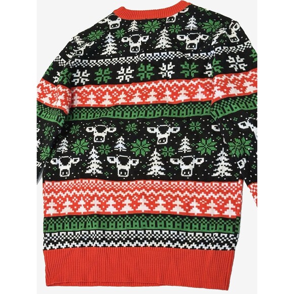 Mad Engine Christmas Mooo Cow Jingle Bell Ugly Christmas Sweater Men’s Small Red - Picture 6 of 6